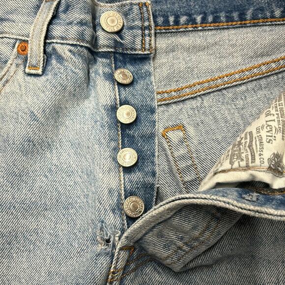 Rtr w27 (4) L30 Levi's 501 Spliced Jeans light medium wash denim pants - Picture 7 of 11